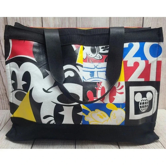 Disney Store Parks Mickey Mouse Double Strap Tote Bag Black Red Blue One Size - Picture 3 of 8